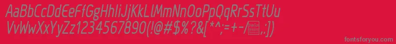 MegiSansNarrowItalicDemo Font – Gray Fonts on Red Background