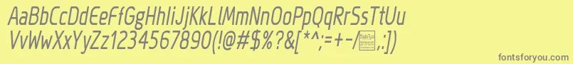 MegiSansNarrowItalicDemo Font – Gray Fonts on Yellow Background