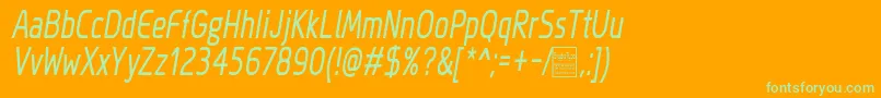 MegiSansNarrowItalicDemo Font – Green Fonts on Orange Background