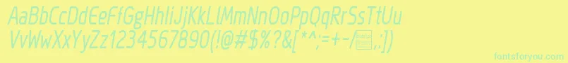 MegiSansNarrowItalicDemo Font – Green Fonts on Yellow Background