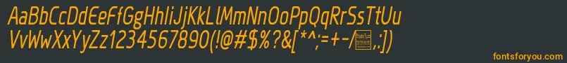 MegiSansNarrowItalicDemo Font – Orange Fonts on Black Background