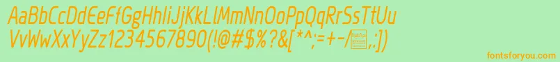 MegiSansNarrowItalicDemo Font – Orange Fonts on Green Background