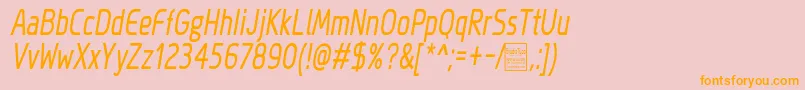 MegiSansNarrowItalicDemo Font – Orange Fonts on Pink Background