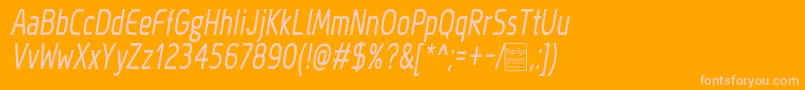 MegiSansNarrowItalicDemo Font – Pink Fonts on Orange Background