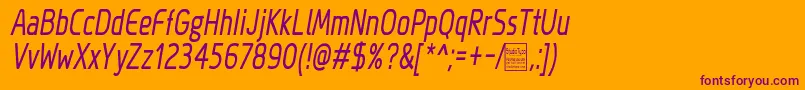MegiSansNarrowItalicDemo Font – Purple Fonts on Orange Background