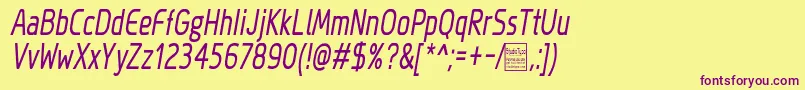 MegiSansNarrowItalicDemo Font – Purple Fonts on Yellow Background