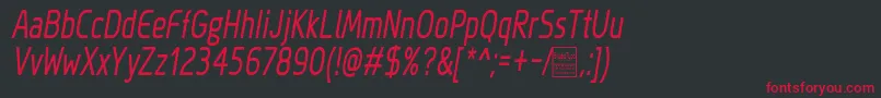 MegiSansNarrowItalicDemo Font – Red Fonts on Black Background