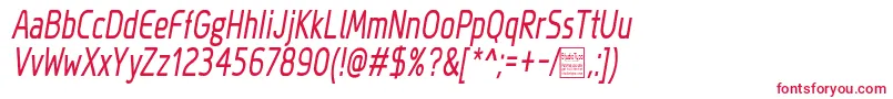 MegiSansNarrowItalicDemo Font – Red Fonts on White Background