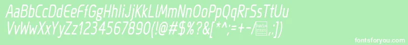 MegiSansNarrowItalicDemo Font – White Fonts on Green Background
