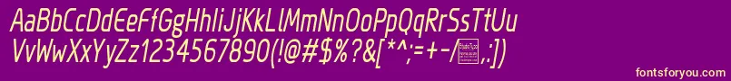 MegiSansNarrowItalicDemo Font – Yellow Fonts on Purple Background