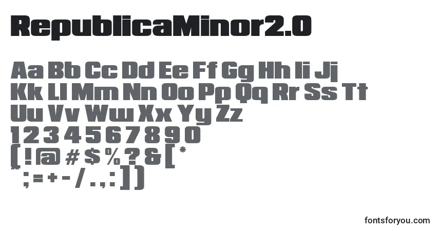 Schriftart RepublicaMinor2.0 – Alphabet, Zahlen, spezielle Symbole