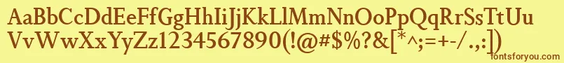 フォントNonsolusMedium – 茶色の文字が黄色の背景にあります。