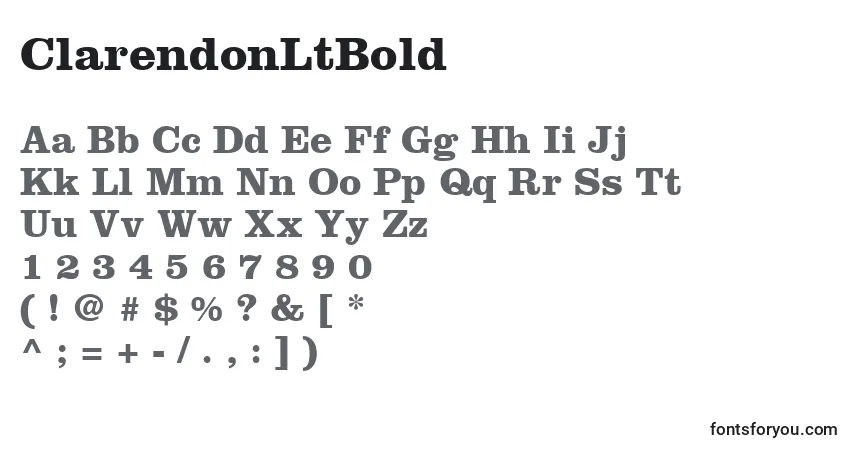 A fonte ClarendonLtBold – alfabeto, números, caracteres especiais