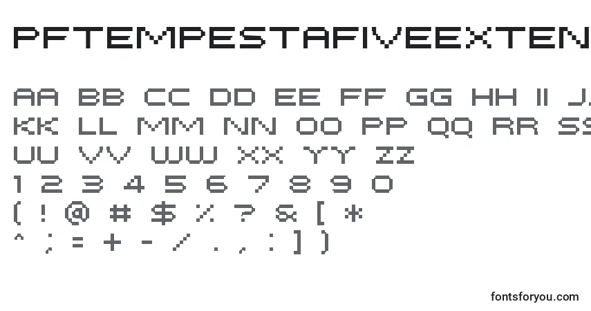 Шрифт PfTempestaFiveExtended – алфавит, цифры, специальные символы