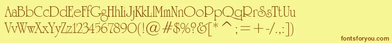 フォントUniversityRomanTl – 茶色の文字が黄色の背景にあります。