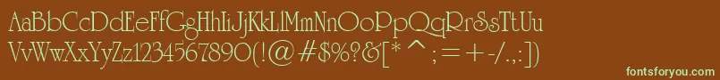 フォントUniversityRomanTl – 緑色の文字が茶色の背景にあります。