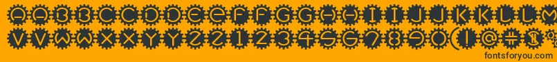 Gearbox-Schriftart – Schwarze Schriften auf orangefarbenem Hintergrund