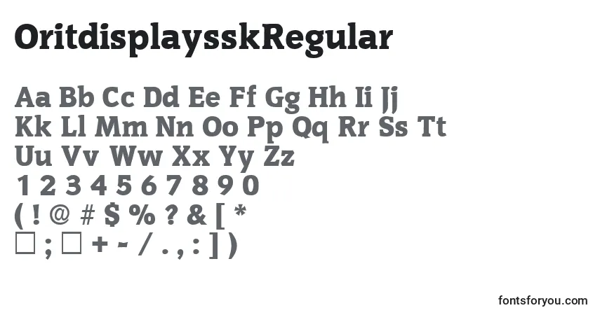 Шрифт OritdisplaysskRegular – алфавит, цифры, специальные символы