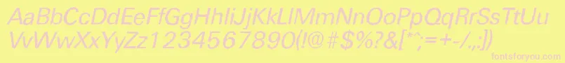 UltimateantiqueItalic-fontti – vaaleanpunaiset fontit keltaisella taustalla