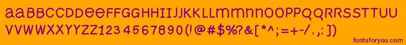 Monomousefs-Schriftart – Violette Schriften auf orangefarbenem Hintergrund