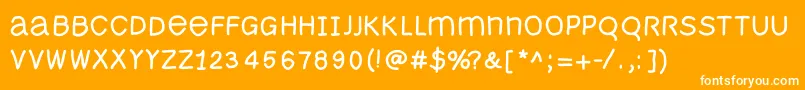 Monomousefs-Schriftart – Weiße Schriften auf orangefarbenem Hintergrund