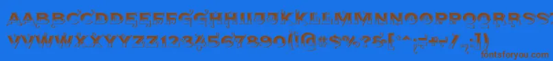 フォントAgreloys1 – 茶色の文字が青い背景にあります。