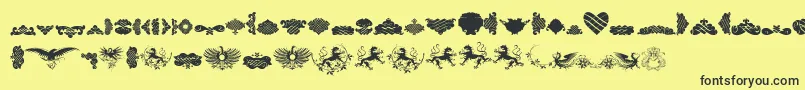 Шрифт UnpublishedOrnaments – чёрные шрифты на жёлтом фоне