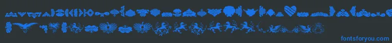 Weitere Informationen zur UnpublishedOrnaments-Schriftart UnpublishedOrnaments-Schriftart – Blaue Schriften auf schwarzem Hintergrund