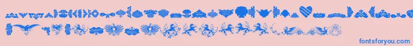 UnpublishedOrnaments-Schriftart – Blaue Schriften auf rosa Hintergrund