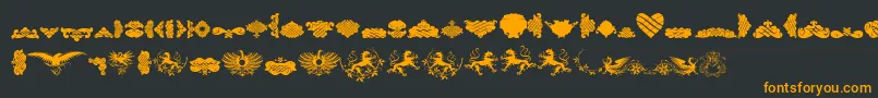 Fonte UnpublishedOrnaments – fontes laranjas em um fundo preto