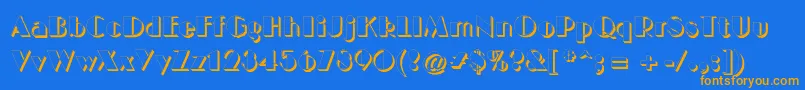 フォントBigcshadNormal – オレンジ色の文字が青い背景にあります。