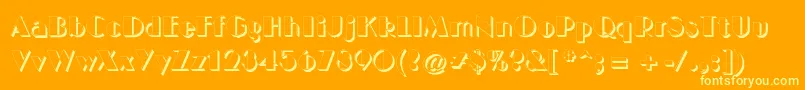 BigcshadNormal-Schriftart – Gelbe Schriften auf orangefarbenem Hintergrund