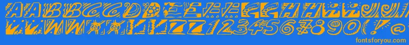 Doodle Font – Orange Fonts on Blue Background