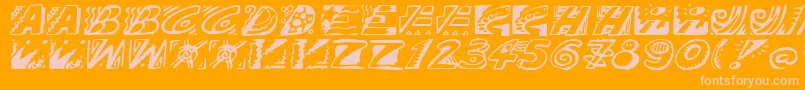 Doodle Font – Pink Fonts on Orange Background