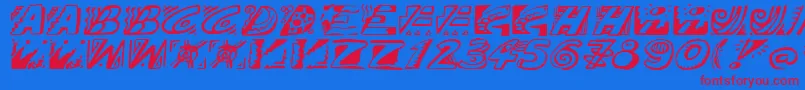 Doodle Font – Red Fonts on Blue Background
