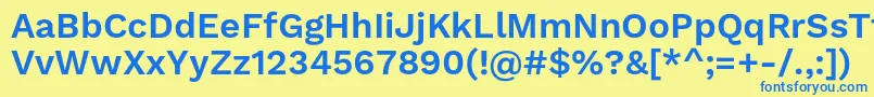 フォントWorksansSemibold – 青い文字が黄色の背景にあります。