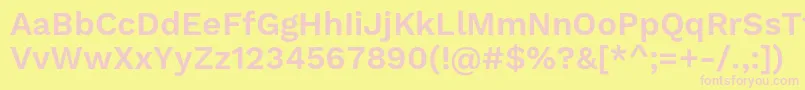 WorksansSemibold-Schriftart – Rosa Schriften auf gelbem Hintergrund