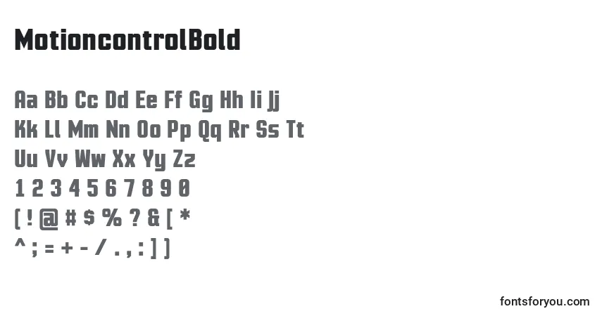 Шрифт MotioncontrolBold – алфавит, цифры, специальные символы