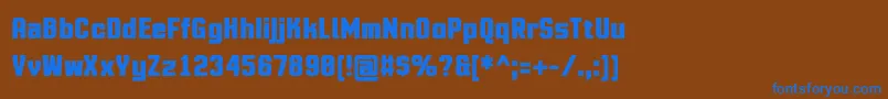 MotioncontrolBold-Schriftart – Blaue Schriften auf braunem Hintergrund