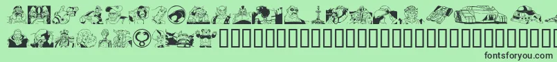 フォントTcatsho – 緑の背景に黒い文字