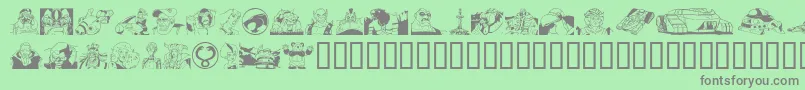 Tcatsho-Schriftart – Graue Schriften auf grünem Hintergrund