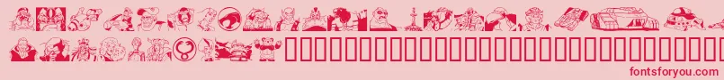 Fonte Tcatsho – fontes vermelhas em um fundo rosa