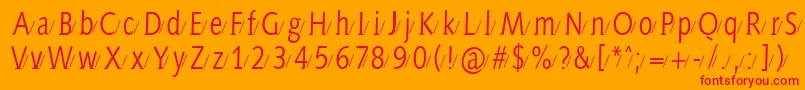 フォントAidaserifashadow – オレンジの背景に赤い文字