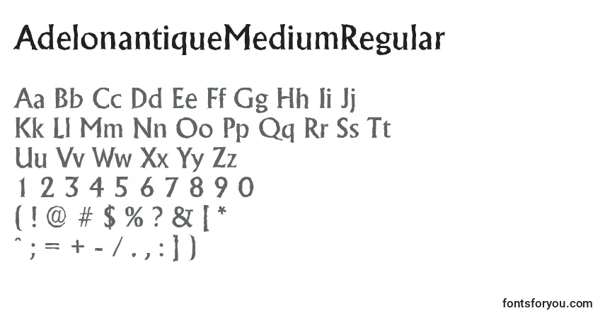 Czcionka AdelonantiqueMediumRegular – alfabet, cyfry, specjalne znaki