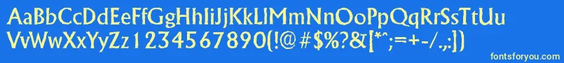 AdelonantiqueMediumRegular-fontti – keltaiset fontit sinisellä taustalla
