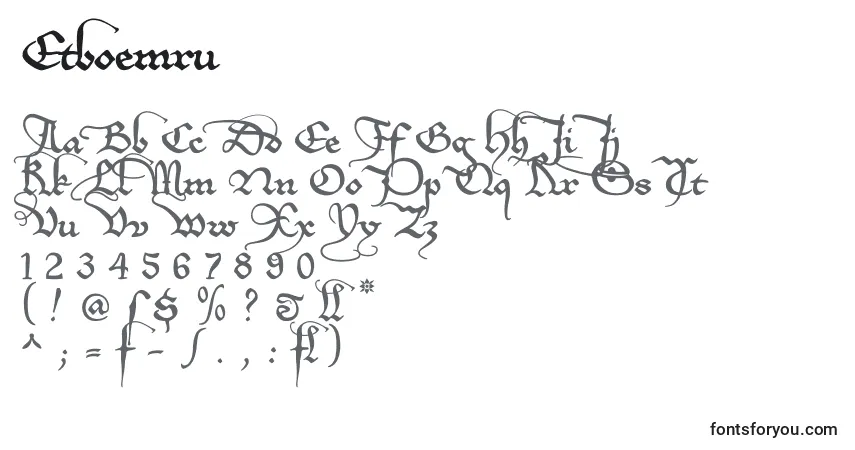 A fonte Etboemru – alfabeto, números, caracteres especiais