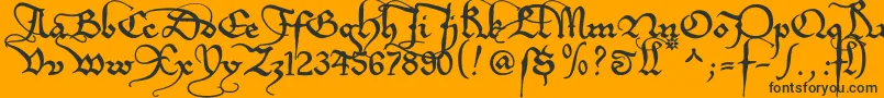 Etboemru-Schriftart – Schwarze Schriften auf orangefarbenem Hintergrund