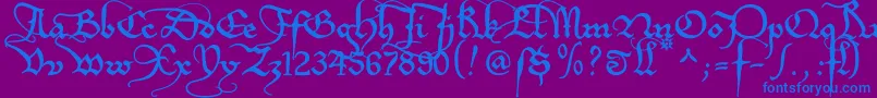 Etboemru Font – Blue Fonts on Purple Background