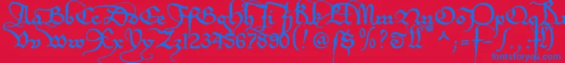 Etboemru Font – Blue Fonts on Red Background