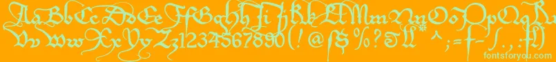 Etboemru Font – Green Fonts on Orange Background